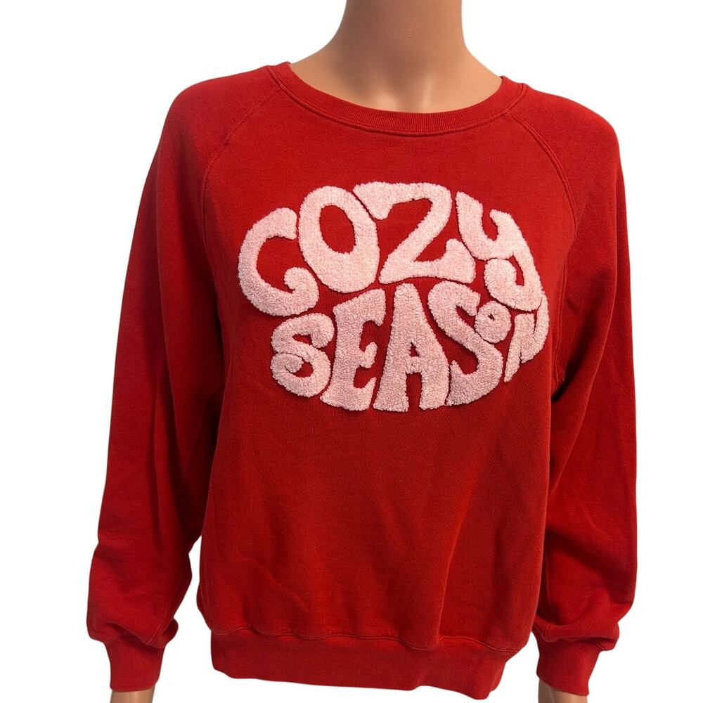 JCrew womens size S Cozy Season Sweatshirt raised pink graphic